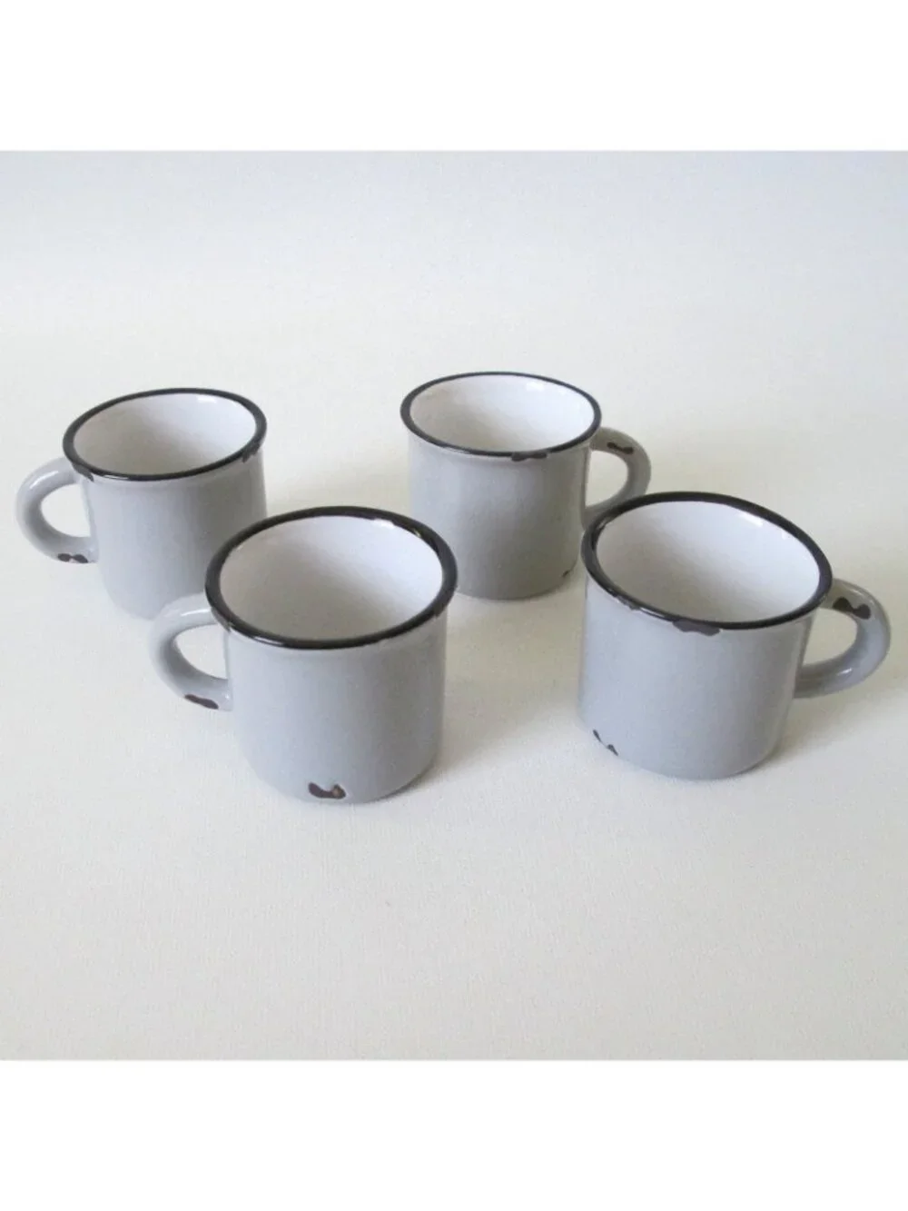 Canvas Home Tinware Espresso Mug Set 4 Cups Rustic Distressed Style With Box